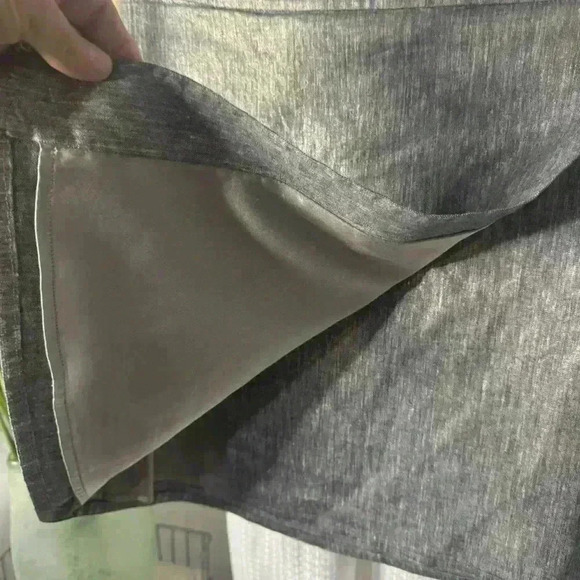 Eileen Fisher Women’s Petite Small Silver Gray Linen Front Flap Mini Skirt - Picture 2 of 9